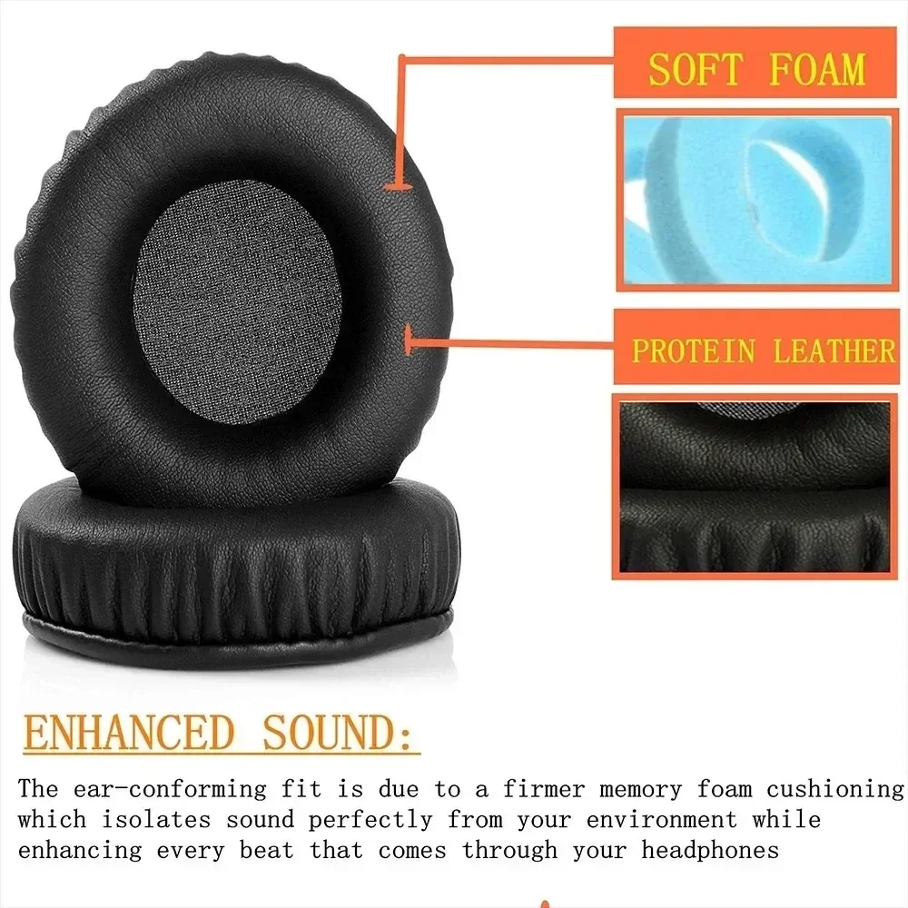 1Pair Replacement Protein Leather Earpads Ear Pads Muffs Cover Repair Parts For Sennheiser HD 215 225 205II 440 Headphones