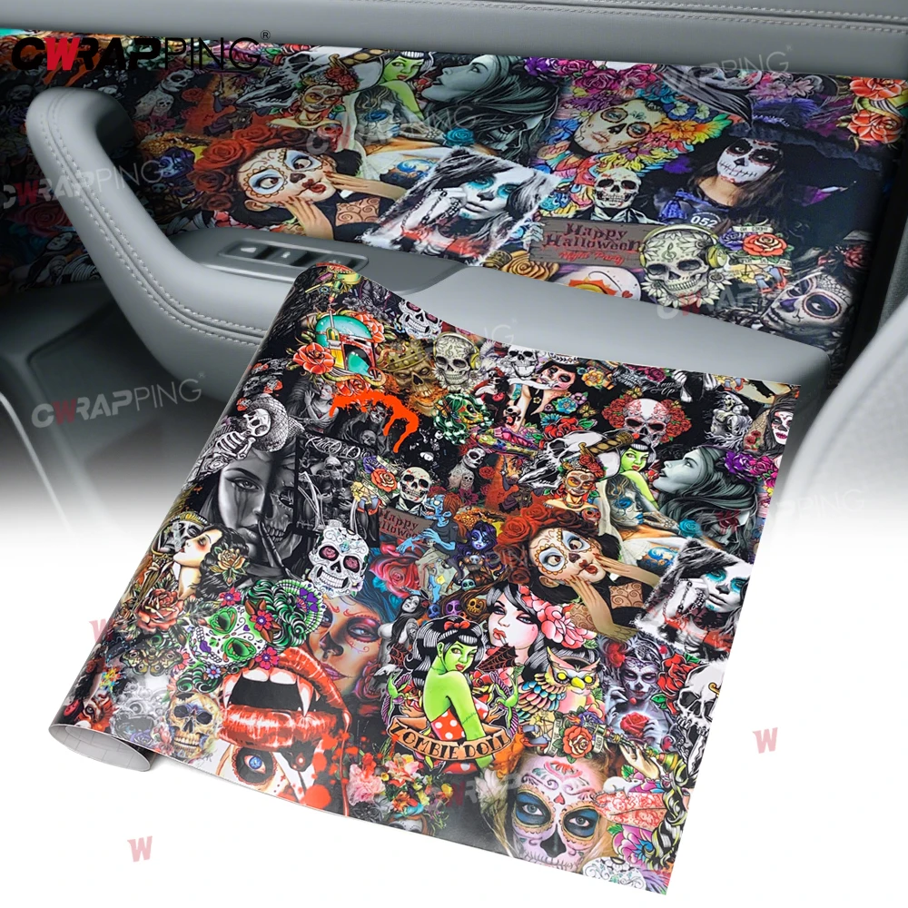 

Car Decals Waterproof Film Wrapping Vinyl Skull Graffiti Motorcycle Vinyls Car Wrap Full Body Covering Automotive Sticker Cover