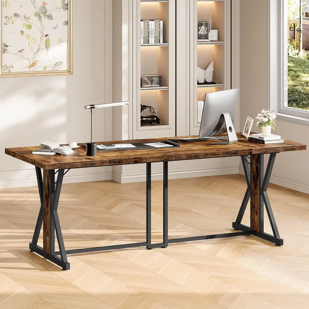 طاولة طعام، طاولة غرفة طعام للمطبخ مقاس 70.9 بوصة بإطار معدني قوي، أثاث مستطيل بأرجل شديدة التحمل وخشبية #4