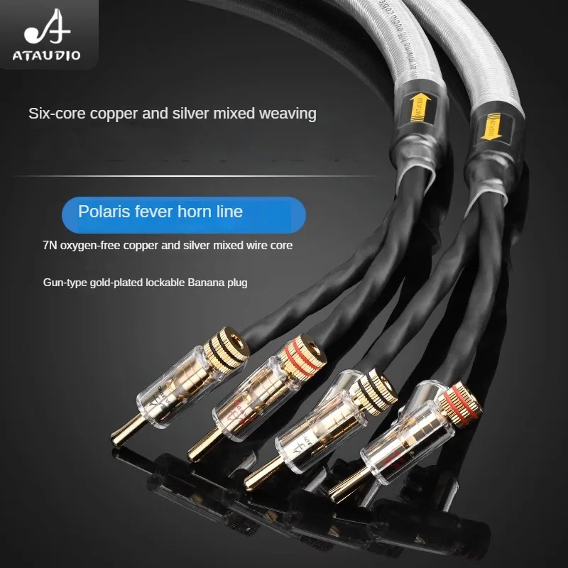 Speaker Cable HiFi Copper-Silver Mixed Gun Type Self-Locking Banana Headband Shielded Main Speaker cable