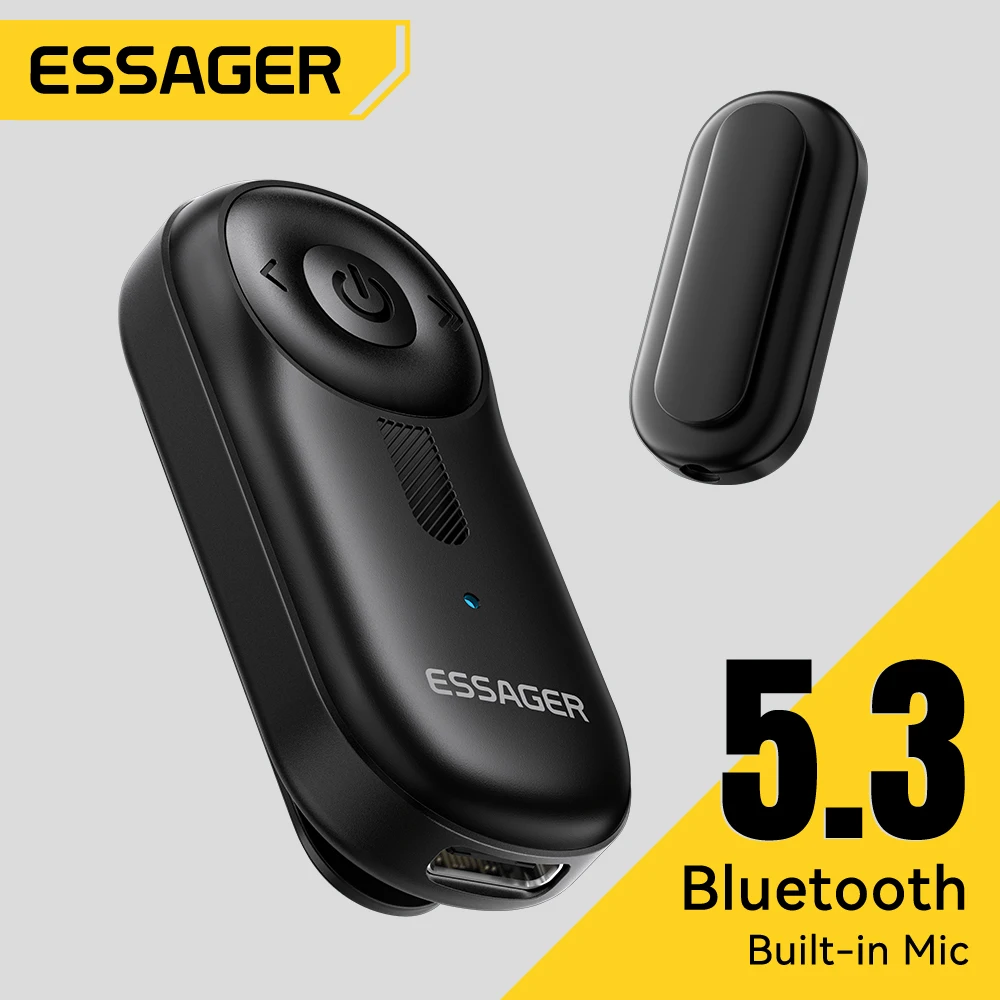 Essager Bluetooth 5.3 Adaptörü 3.5mm AUX Jakları Ses Müzik Alıcısı araba hoparlörleri Kulaklık Tablet Dizüstü Bluetooth Araç Alıcısı