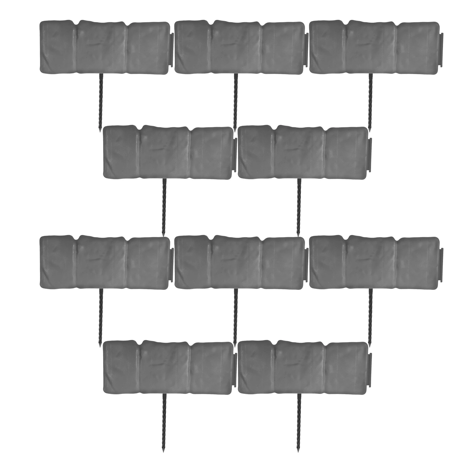 

10 Pcs Plastic Garden Borders Stone Look Fencing Lawn Edging Decorative Yard Panels with Nails Easy Installation Durable