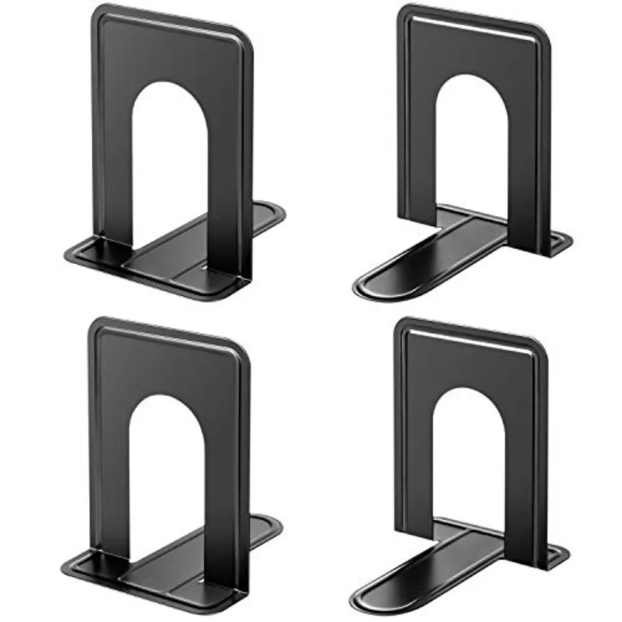 Matte Painted Book Ends, Heavy Duty and Sturdy Bookends for Shelves Office Non-Skid Metal Book End Stopper for Books/CDs/DVDs,