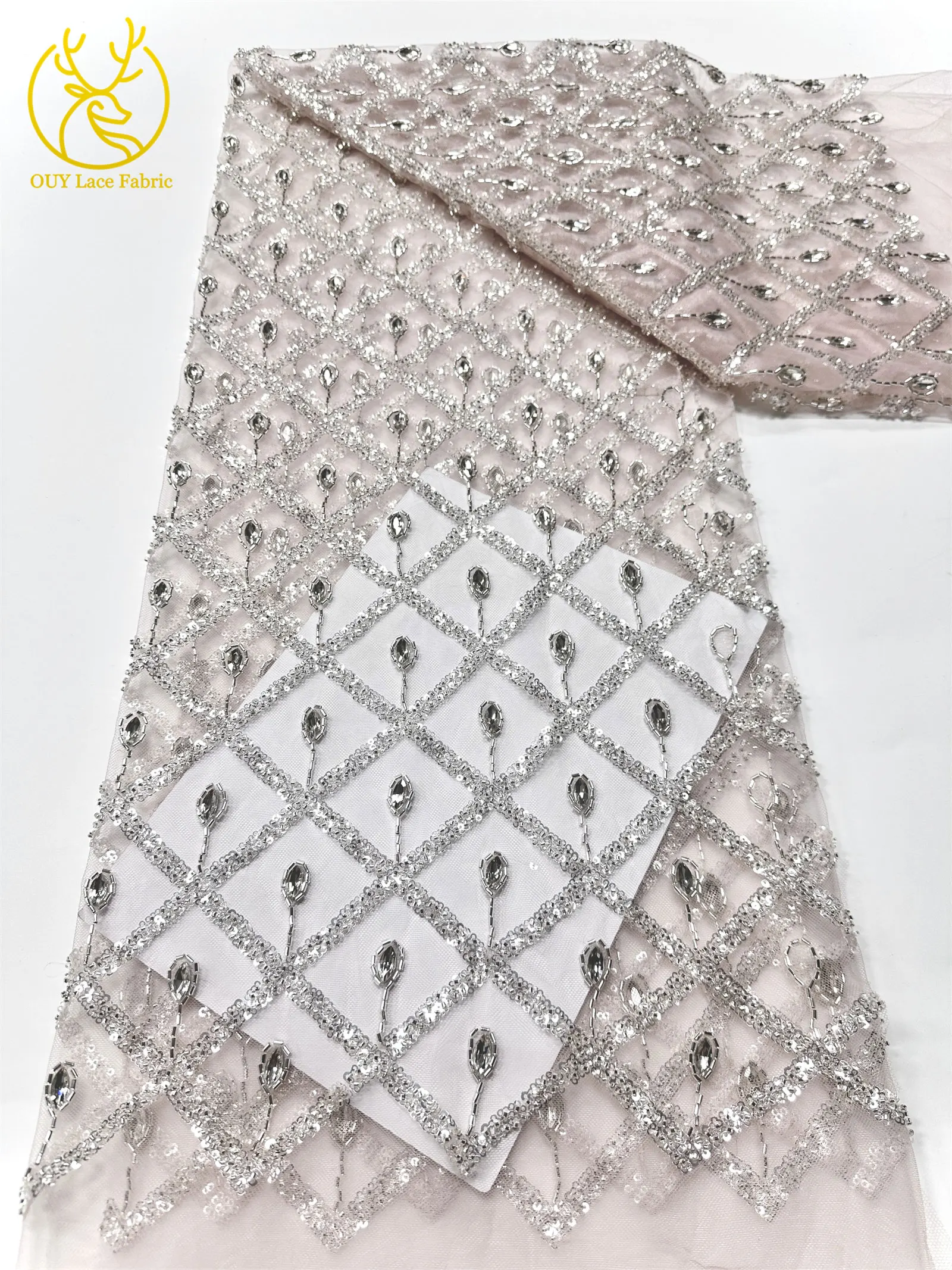 Lo último en lujosa tela de encaje de tul con cuentas francesas, tela de encaje de lentejuelas africanas 2026, Material de costura para vestido de novia.