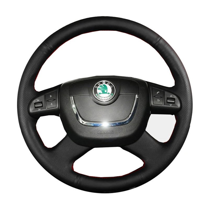 DIY Black Faux Leather Car Products Steering Wheel Cover For Skoda Octavia Superb Yeti 2009 2010 2011 2012 2013 Roomster Fabia