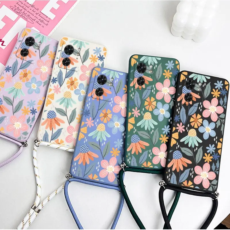 EDGE40 Blooming Season Crossbody Lanyard Silicone Phone Case dla Motorola Moto EDGE 40 30 20 40Neo E32 E22i E22 E13 E20 E7 Cover — zdjęcie 5