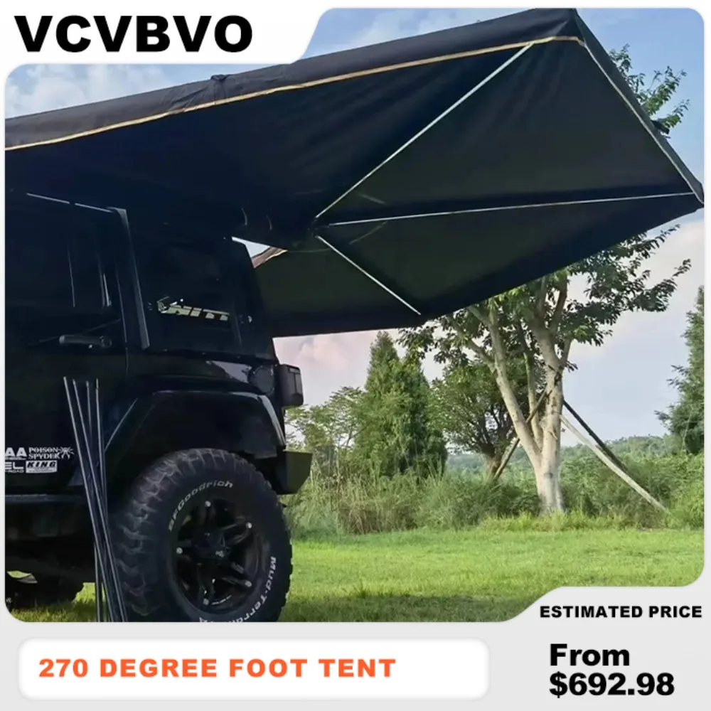 

Awning Car Side Awning, Tent Aluminum 600D Oxford cloth canopy, UV insulation, rainproof, 270 degree angle car side tent