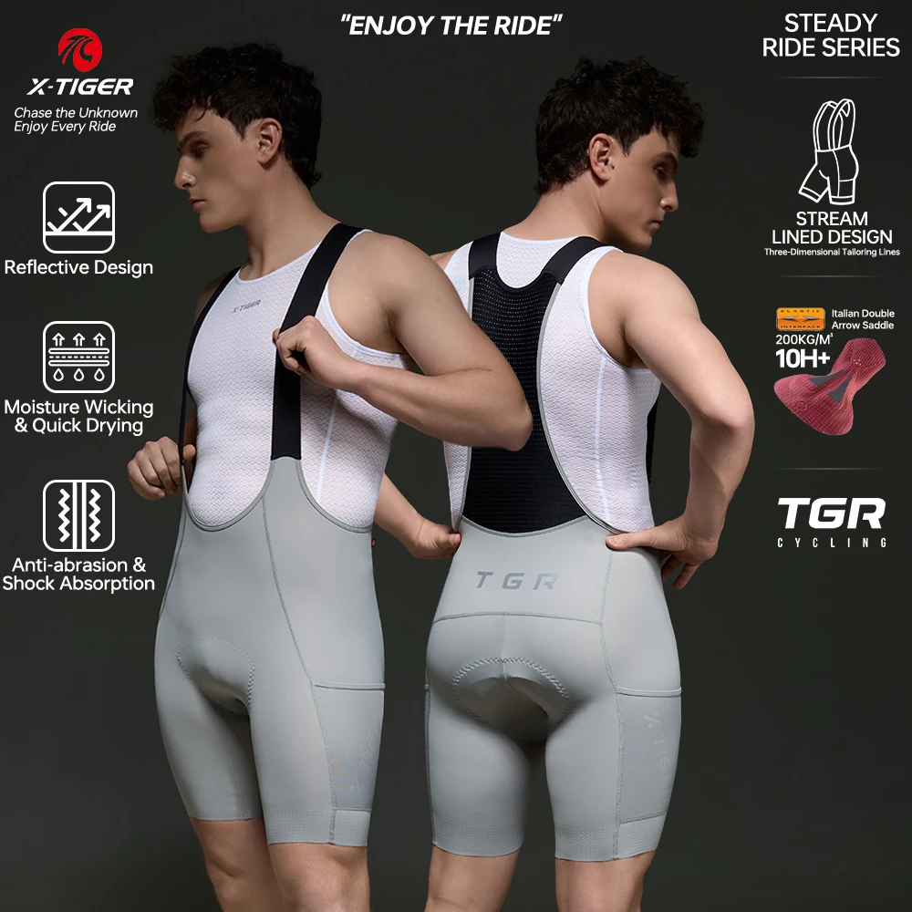 

X-TIGER Men's Cycling Short Pro 2026 Summer Cycling Tights 200-Density ELASTIC-INTERFACE Cushion Stable Riding Series 5 Colors