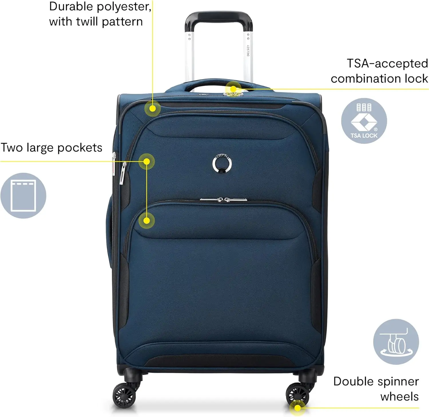 Sky Max 2.0 Softside Expandable Luggage With Spinner Wheels, Blue, 2-Piece Set (21/24)