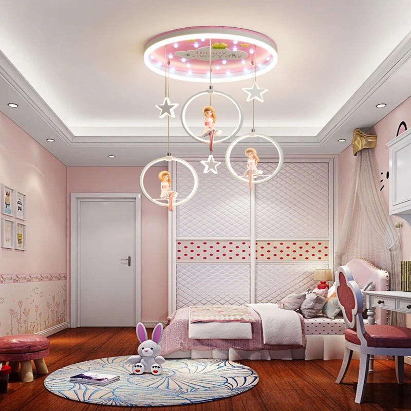 2022 Led Children\'S Bedroom Chandelier Modern Decoration  Lovely Cartoon Lighting Fixture For Princess Kids Room Free Ship