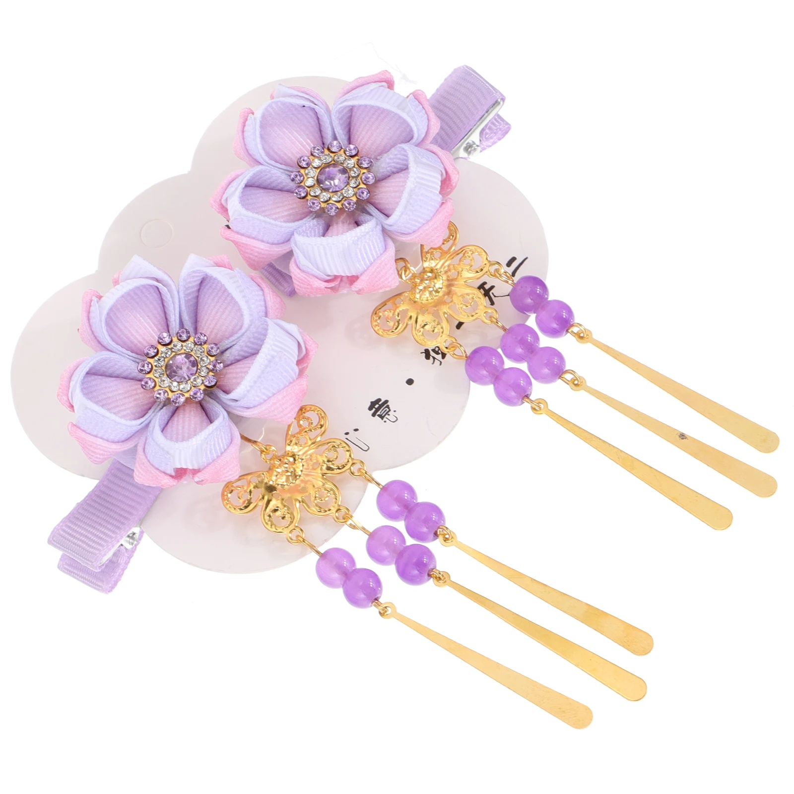 

Flower Bell Hairpin Long Tassel Kimono Clip Hair Accessories Purple Hairpin Girls Decoration Bride Japanese Style