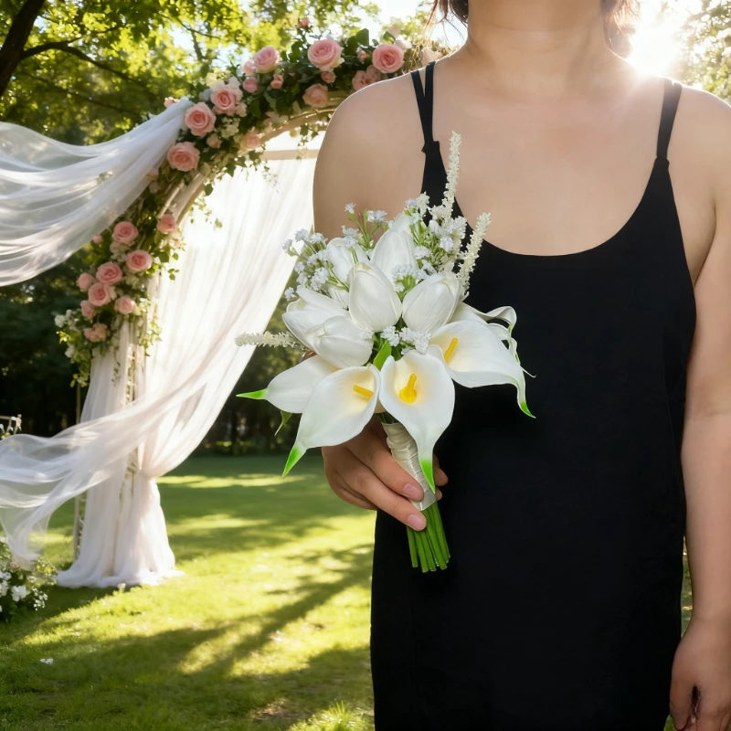 White Calla Simulation Flower Wedding Photography Bouquet Bride Holding Flower Marriage Photo Props Wedding Valentine's Day Gift