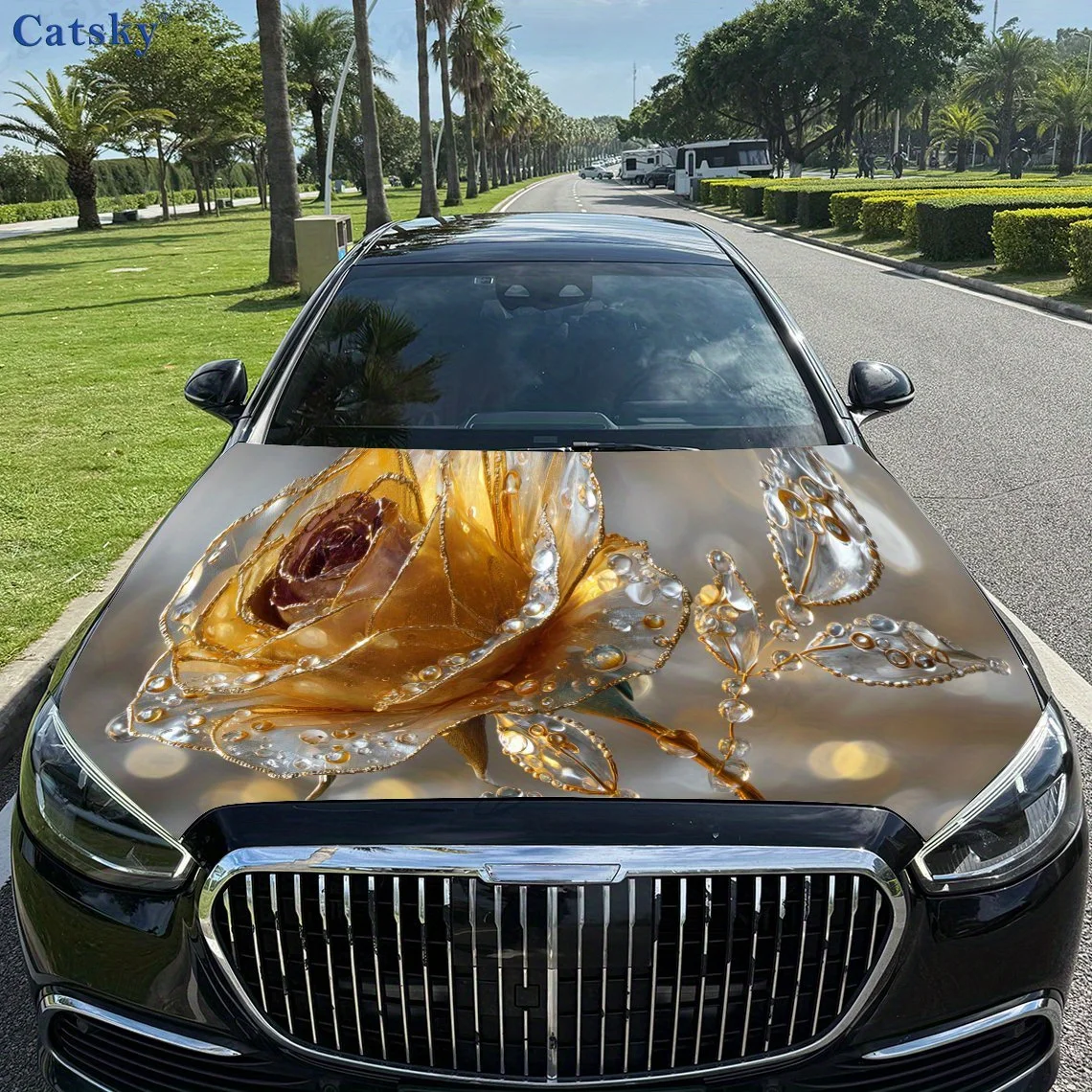 

Gorgeous flowers print,car hood stickers,PVC waterproof Self adhesive car hood sticker,car hood decoration protection stickers,A