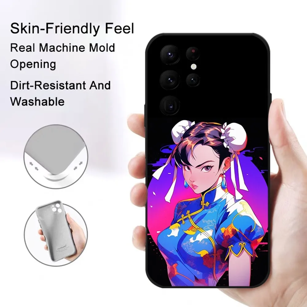 Chun-Li Game-Street-Fighters Phone Case Samsung S series s20 s21 s22 s23 s24 FE Plus Ultra TPU Soft to Skin-friendly case