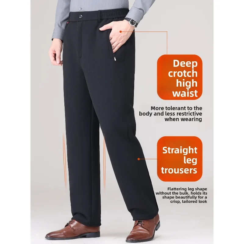 الشتاء السراويل الحرارية الرجال الوزن الثقيل صوف مبطن السراويل الطقس البارد سهلة على قبالة الدافئة في الهواء الطلق المسنين كبار الأب الراحة