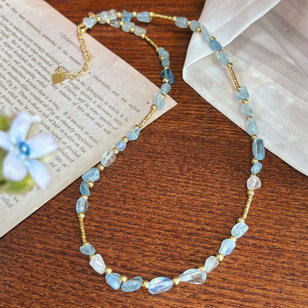 

Romantic Beachy Blue Gemstone Nnecklace for Women Sexy Girls Body Chain with Star Charm for Festival Clothing Look Accessories