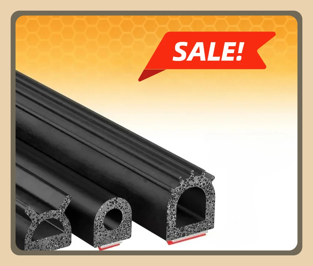 High Strength Bonded Tape D-Shaped Rubber Seal - EPDM Foam Seal – 1” Height, 1” Width, 125’ Length BT