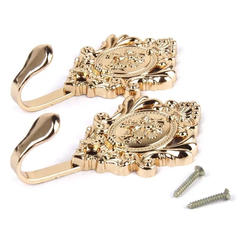 2szt/1zestaw Vintage Alloy Draperia Curtain Wall Hook Holdbacks Tieback Hooks Rose Pattern Curtain Decorative Accessories — zdjęcie 3