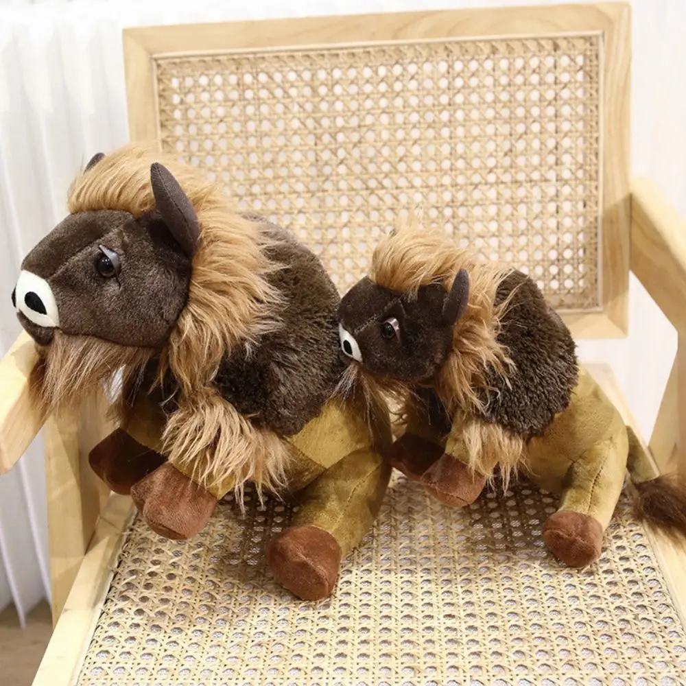 

Soothing Toy Long Mane Cattle Animal Plush Doll Stuffed Bull Horns Bull Plush Toys ReaListic Soft Ox Stuffed Dolls Sofa Ornament