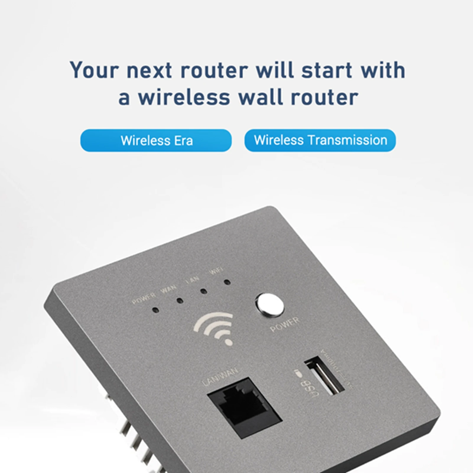 In-Wall Wireless WiFi Router 300M AP Access Point WiFi Router USB-Charging Socket Wall Mount Wi-Fi AP Router with WPS Encryption
