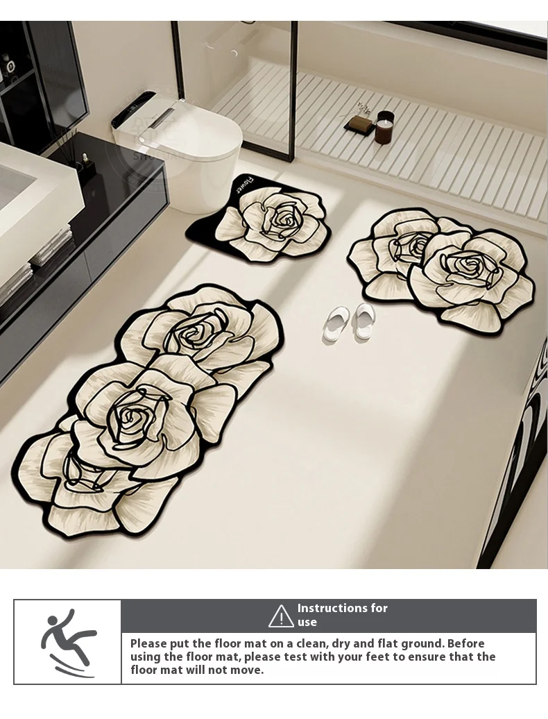 VIKAMA 1/3PCS Teppich Französisch Premium Geformt Wc Teppich Licht Luxus Badezimmer Wc Saugfähigen Nicht-slip Kissen hause Dekoration – Detail 19