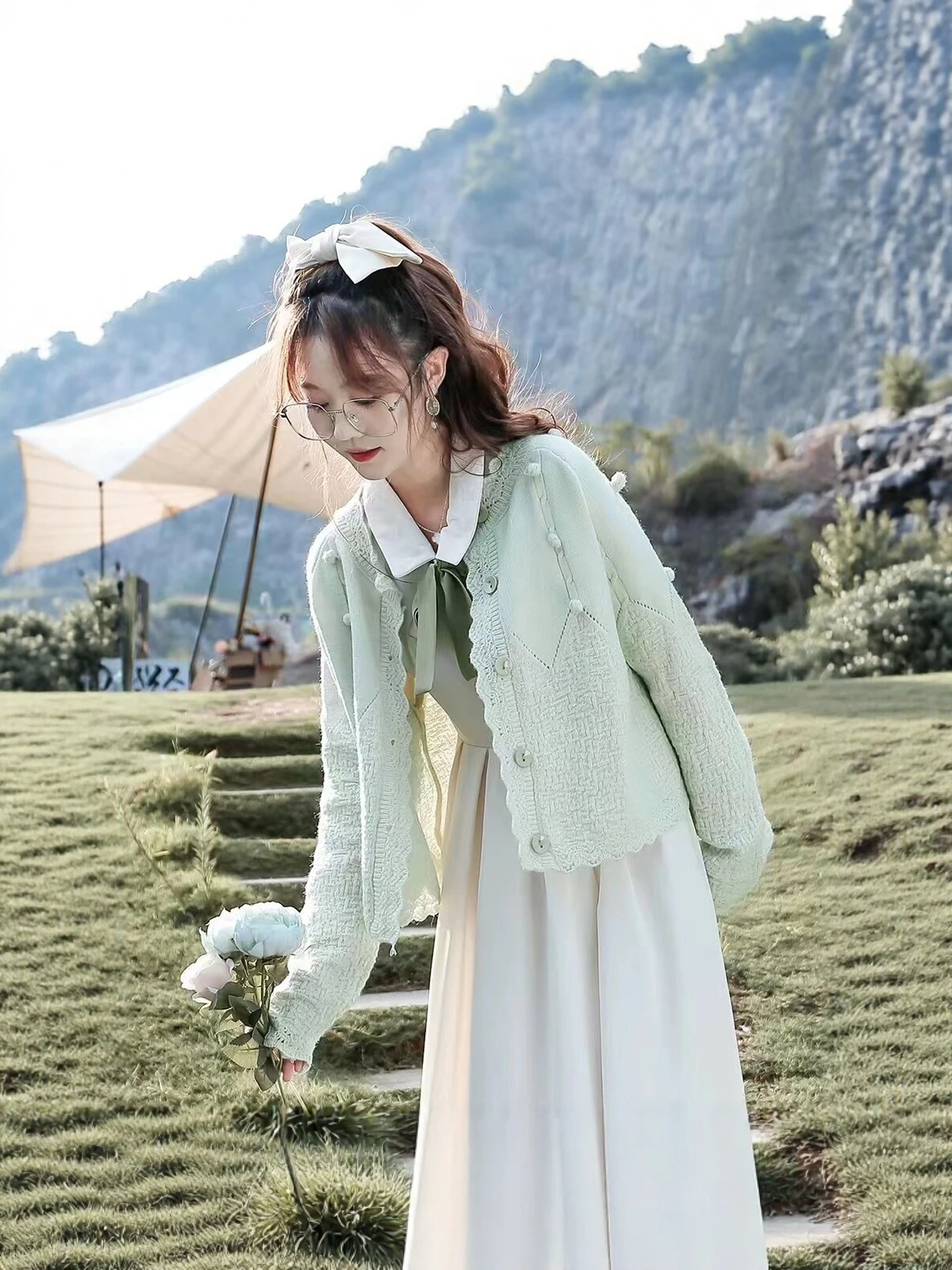 Retro Soft Knitted Open Cardigan Top Loose Hollow out Warmth Autumn Winter Women's Fashion Casual Travel Date Citywalk