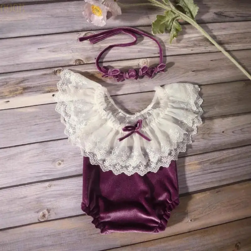 

090b бархатный кружевной кружевные новорожденные набор для новорожденных фотозапись, удобная для захвата ценного момента в стиле