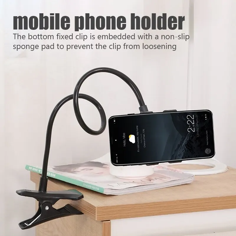 Universal Lazy Mobile Phone Gooseneck Stand Holder Stents Flexible Bed Desk Table Clip Bracket for Phone Flexible Holder Arm