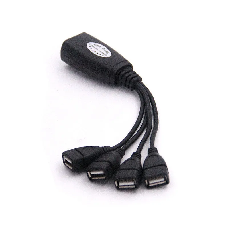 1 pces mais novo quente 4 porta usb 2.0 adaptador extensor de extensão usb até 45 metros 150ft cat5/5e/6 único cabo ethernet
