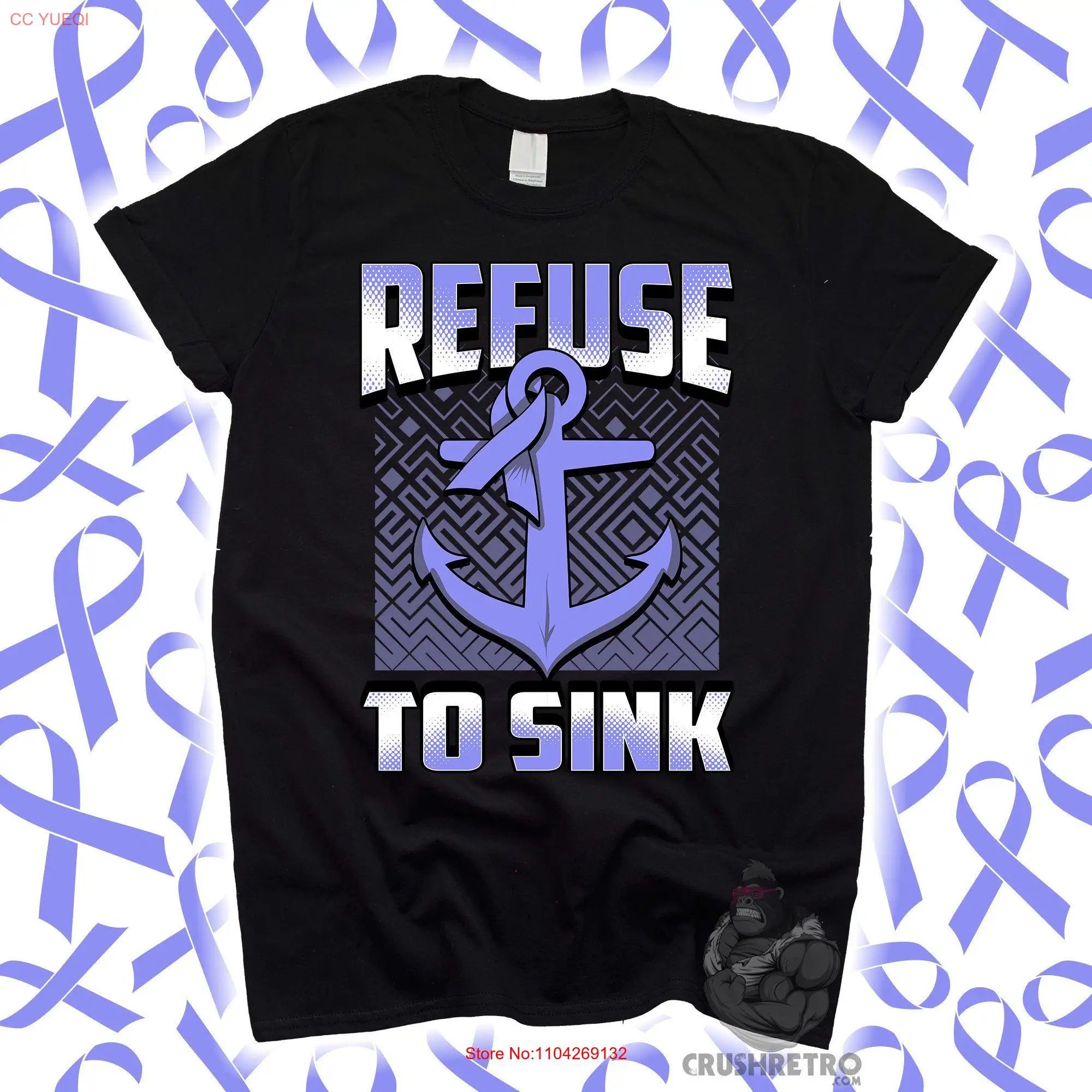 Refuse To Sink Esophageal Cancer Awareness T Shirt for Shirtn Kids SweaT Throat Survivor Ribbon  long or short sleeves