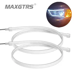 2x Ultrafine DRL 30 45 60cm Daytime Running Light Universial Flexible Soft Tube Guide Car LED Strip White Red Blue Yellow Light