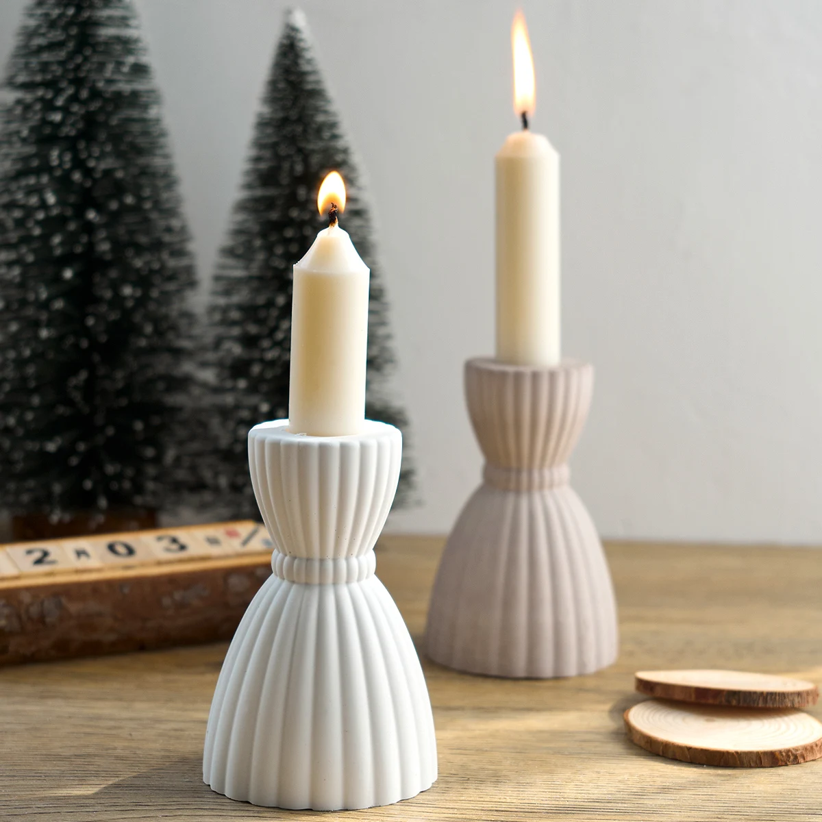 Portavelas de cristal con rayas nórdicas, molde de silicona hecho a mano, yeso, hormigón, resina, moldes de fundición para manualidades, decoración del hogar, regalo artístico