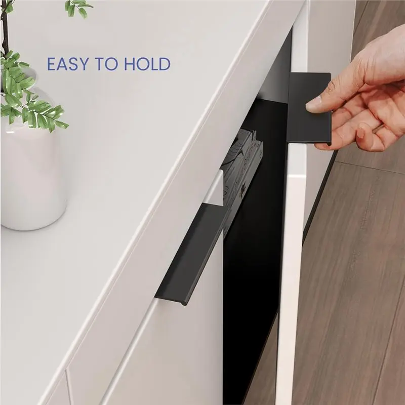 ABMR-10 Pack Kitchen Cabinet Handles Black Pulls For Dresser Drawers Door Edge Finger Pull Aluminum Alloy Hardware