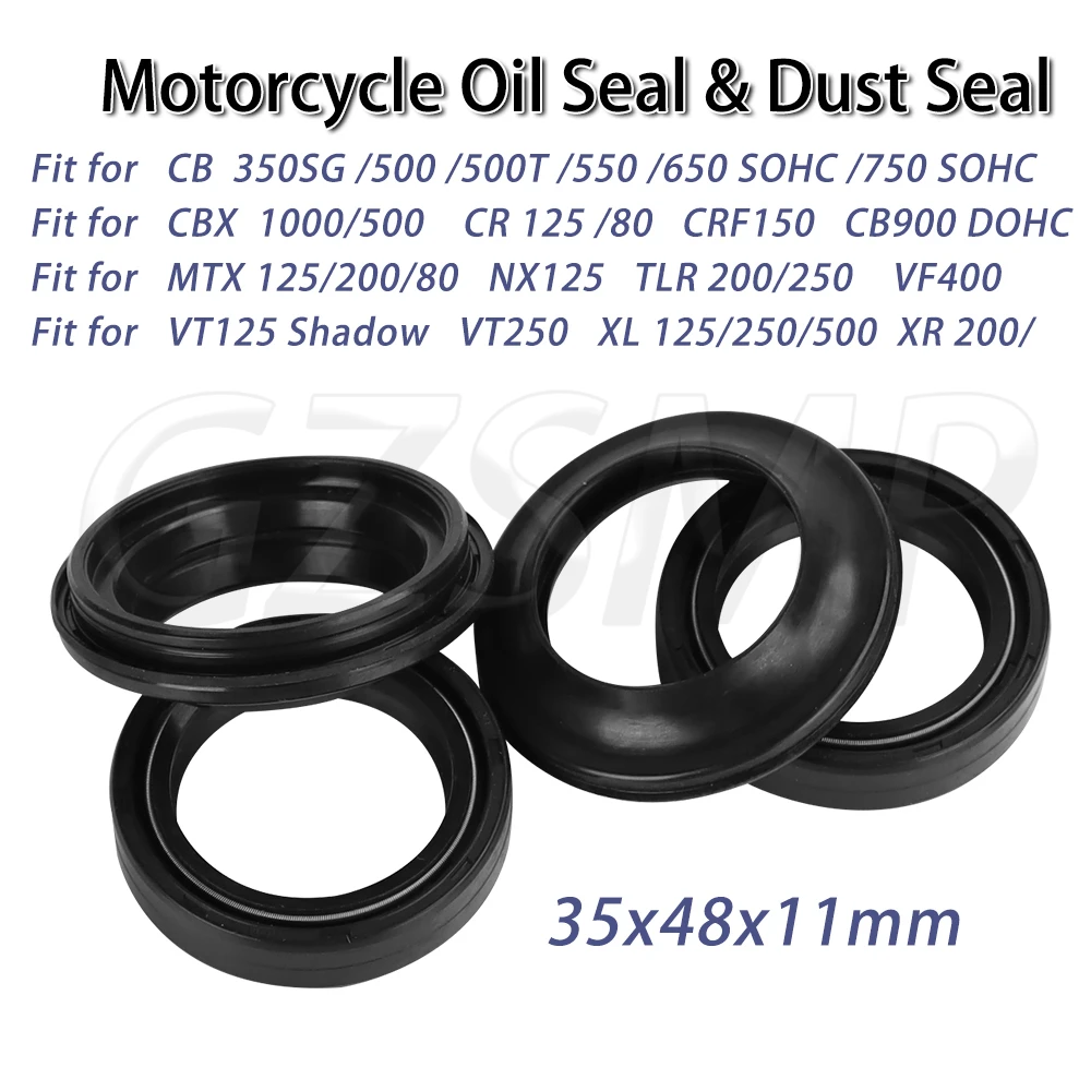 35x48x11 Motorcycle Front Fork Oil Seal Dust fit for Honda CRF150 GB500 FT400 CB 500 750 900 VT125 Shadow XL XR 250 500