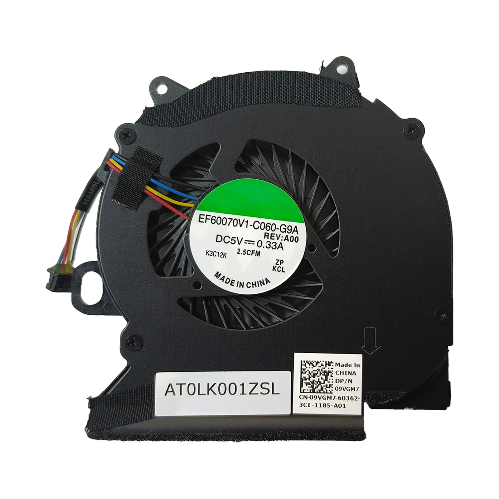 Koflyx New CPU Cooling Fan 09VGM7 For Dell Latitude E6330 Heatsink FAN Assembly EF60070V1-C060-G9A 9VGM7 DC5V 0.33A 2.5CFM