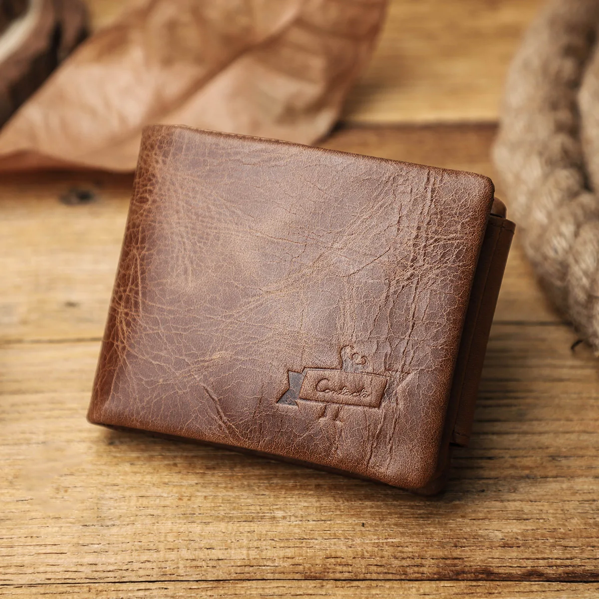 CONTACT'S Genuine Leather Men Wallet Vintage Trifold Hasp Wallet Zipper Coin Purse Card Holder Money Clip Men's Wallets