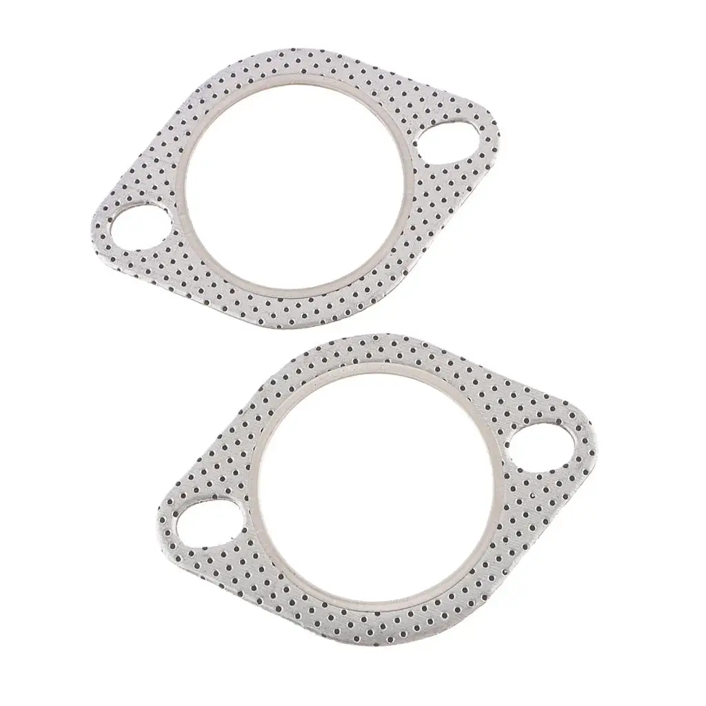 2pcs 2.5'' Exhaust Gasket 2-Bolt 63mm Flange, High Temperature Graphite for Headers,Downpipe