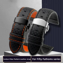 20mm 21mm 22mm 23mm Carbon Fiber Leather Black Orange White Red Line Stitching Watchband Universal Brand Watch Strap Bracelet Me