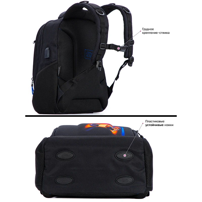 Skyname-mochila escolar ortopédica para niños, en 3D morral multifuncional de dibujos animados, con carga USB, para estudiantes