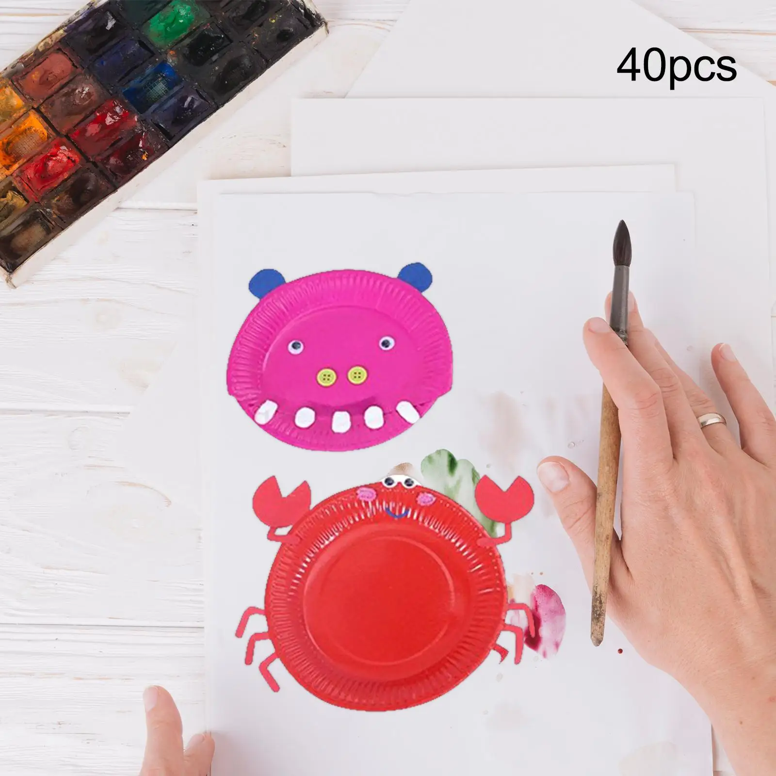 40x 9-calowe kolorowe talerze papierowe, okrągłe, wielokolorowe, do rękodzieła artystycznego z papieru.