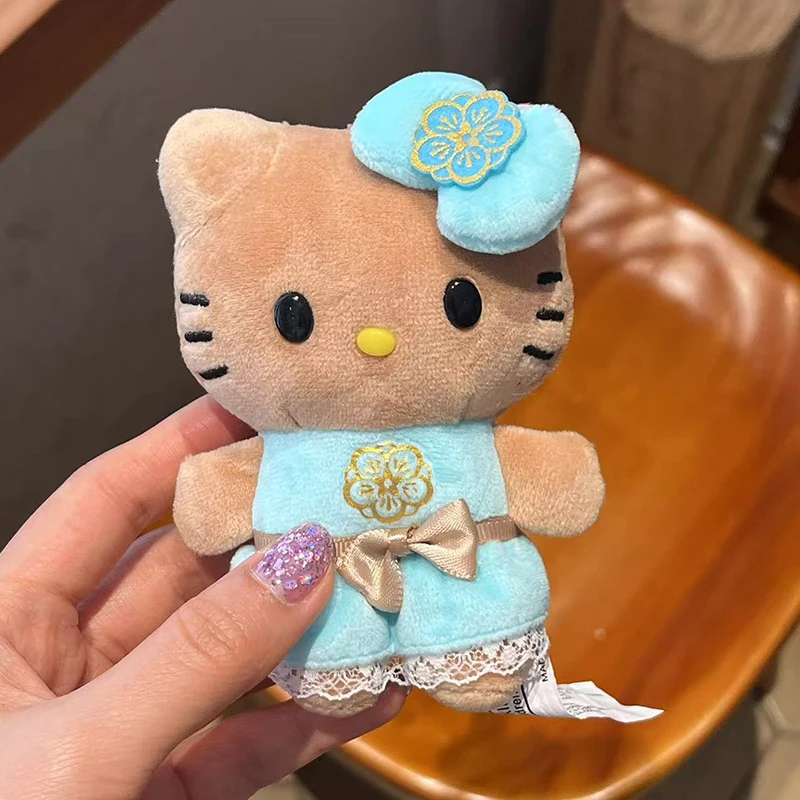 لعبة سانريو هاواي هيلوكيتي القطيفة اللطيفة من الجلد الأسود KT القطيفة على ظهره تزيين قلادة هدية فتاة #4