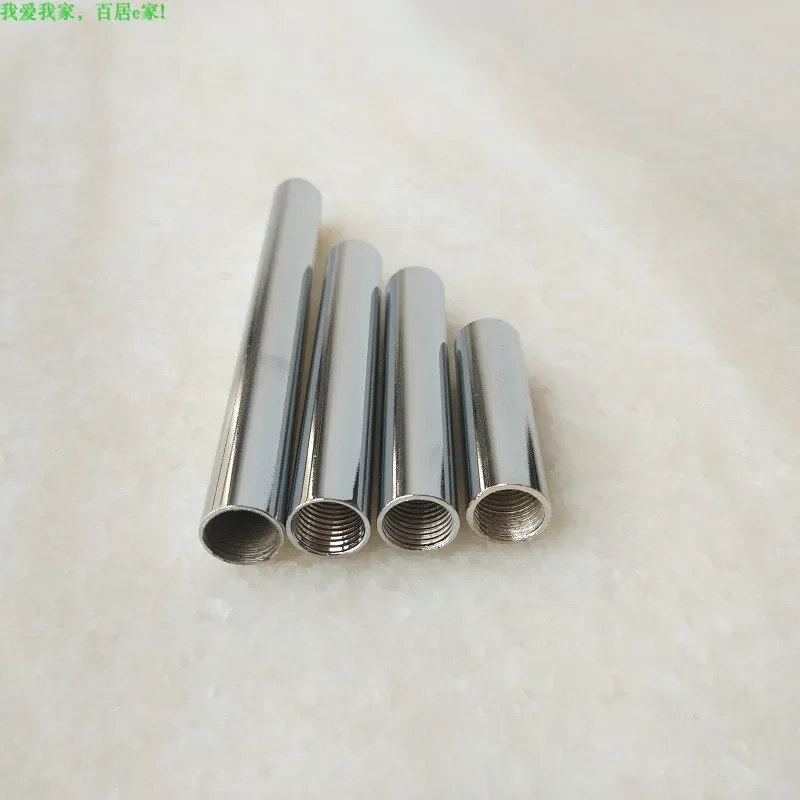 2PCS M10 Female Thread Chrome Connection Metal Hollow Iron Pipe Straight Tube Both Ends With M10 Inner Tooth Tube for DIY Part