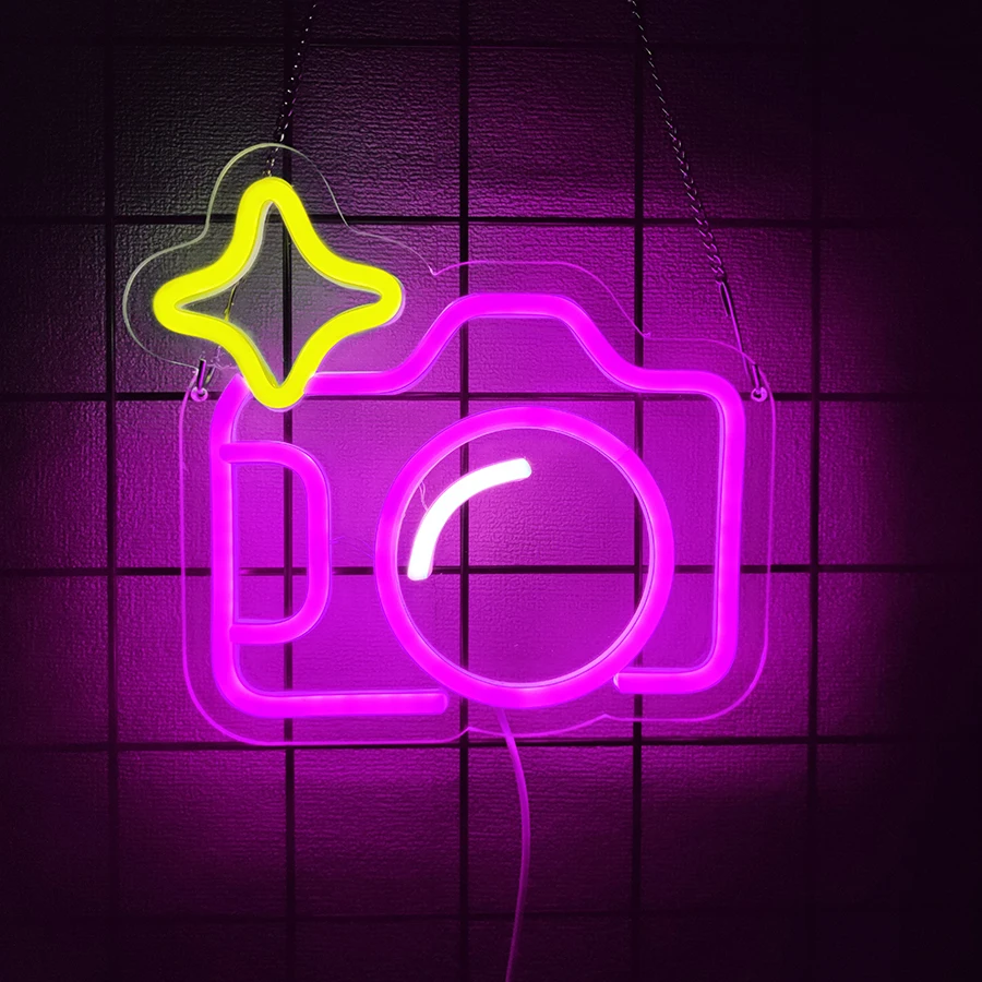 Camera Neon Sign For Wall Decor,Light Up Sign For Bedroom,Gaming Room,Store,Photography Studio Decor,Best Gift For Photographer