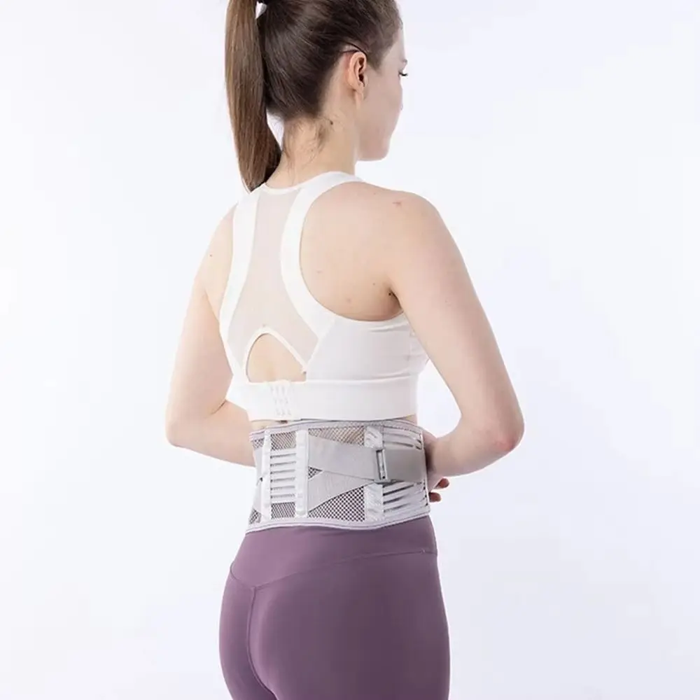 Verstellbare Rückenstütze mit 4 Stahlstreben, Atmungsaktiver Lendenwirbelstützgürtel, Kompressions-Stabilisierungs-Fitness-Taillenschutz – Detail 4