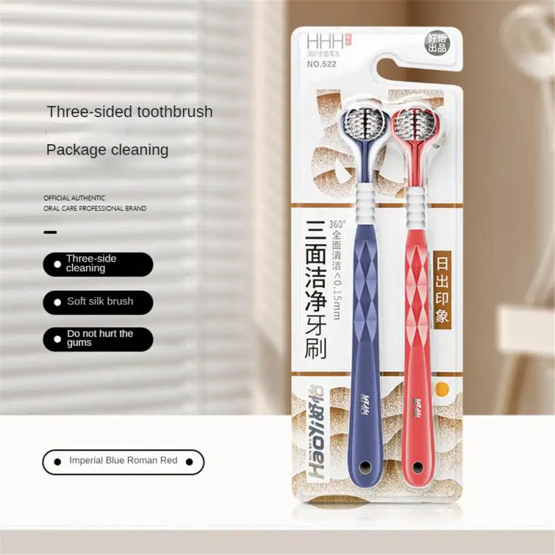 Three Face Toothbrush High Efficiency Cleaning Capacity Household 360 Degrees Wide Head Deep Clean Tongue Fur Soft Fur Brush New