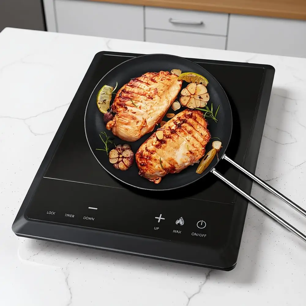 

Портативная индукционная плита 1700 Вт, электрическая настольная плита, 10 уровней регулировки мощности, 3-часовой таймер, интеллектуальное сенсорное управление, безопасность