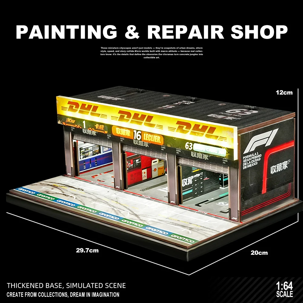 1/64 Limited Edition Auto Repair Station Accessoires Model Diorama Scene – Geen auto inbegrepen, miniatuurdecoratie voor verzamelaars