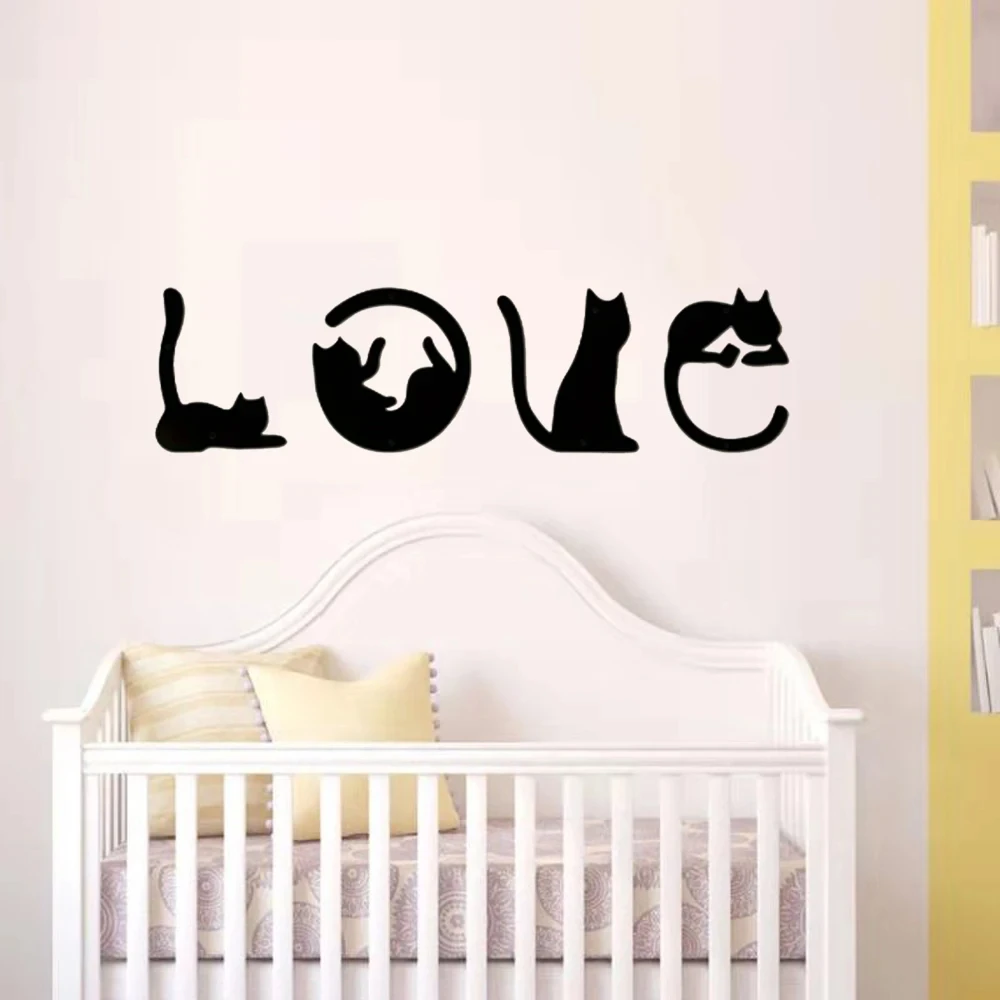 Cute Cat Wall Decor Abstract Home Art Room Gothic Valentine's Day Sticker view 2