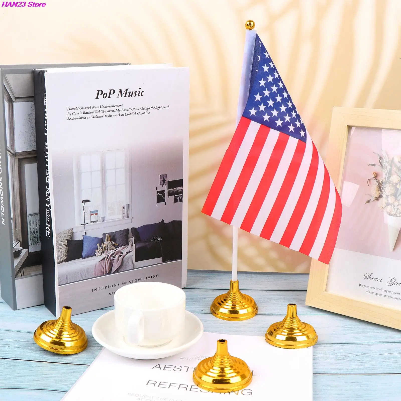 12 قطعة مستديرة علم يوضع على المكتب قواعد قواعد علم صغير عصا صغيرة أعلام الطابق حامل قاعدة ل Indo 2022