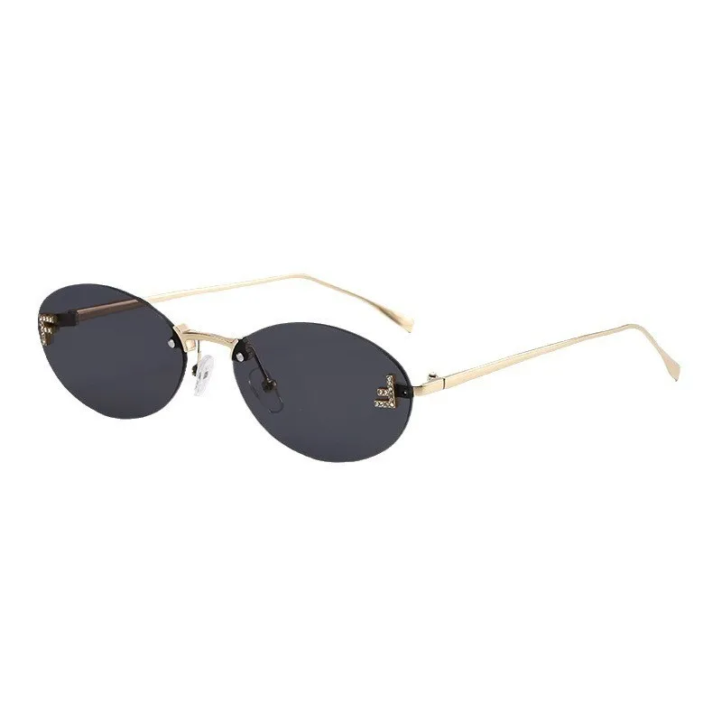 2024 Rimless Vintage Sunglasses for Women Men Small Metal Frame Trendy Eyewear Diamond Luxury Brand Designer Sun Glasses